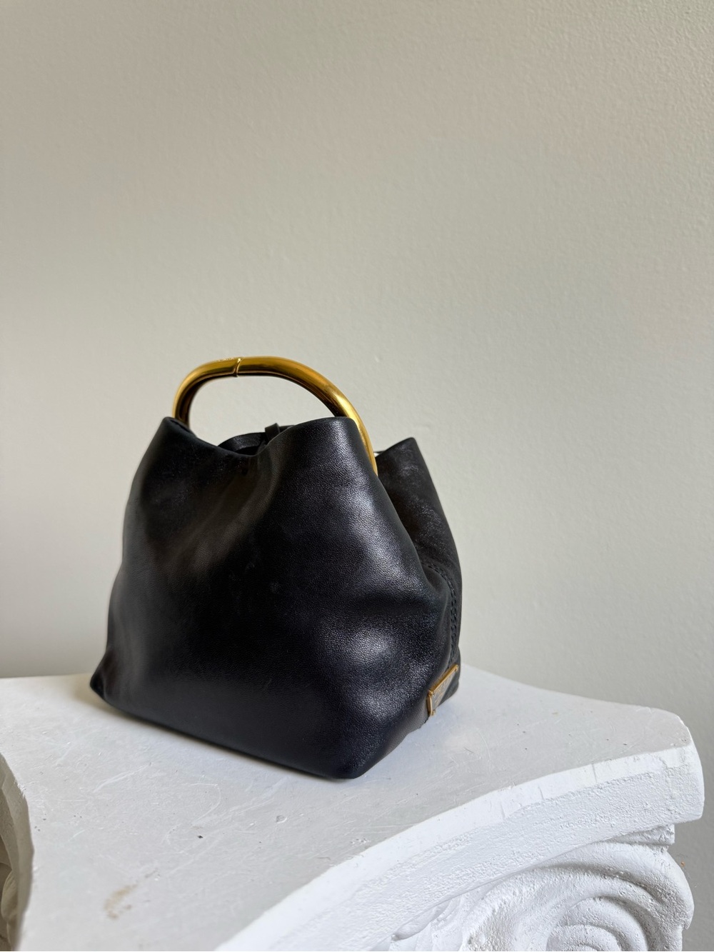 Prada Black Mini Handle Bag with Gold Hardware